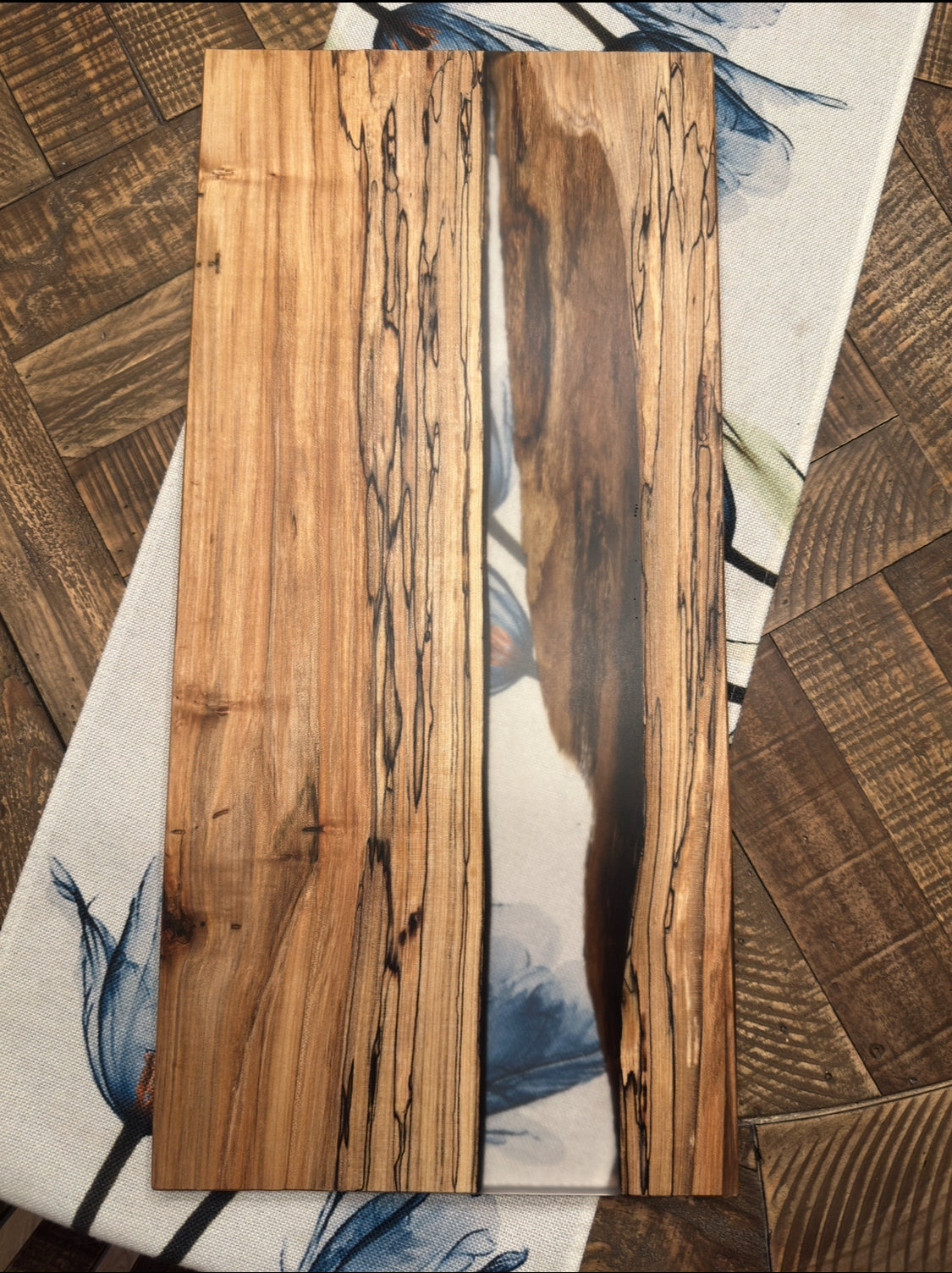 Spalted Maple Charcuterie Board with frosted look, clear epoxy