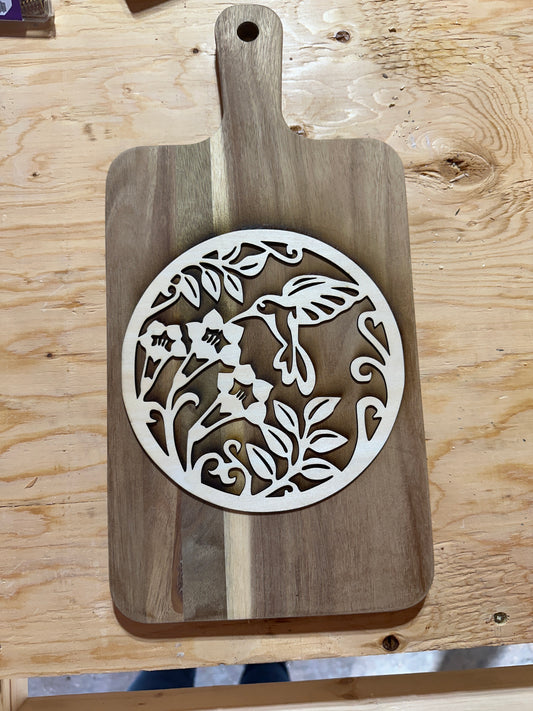Acacia wood cutting board with inlay
