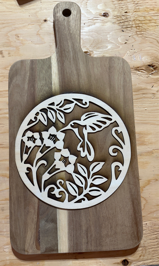 Acacia wood cutting board with inlay