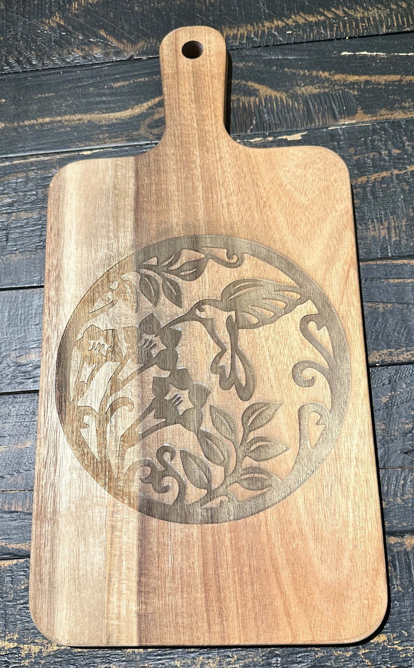 Hummingbird Acacia wood cutting board-laser engraved