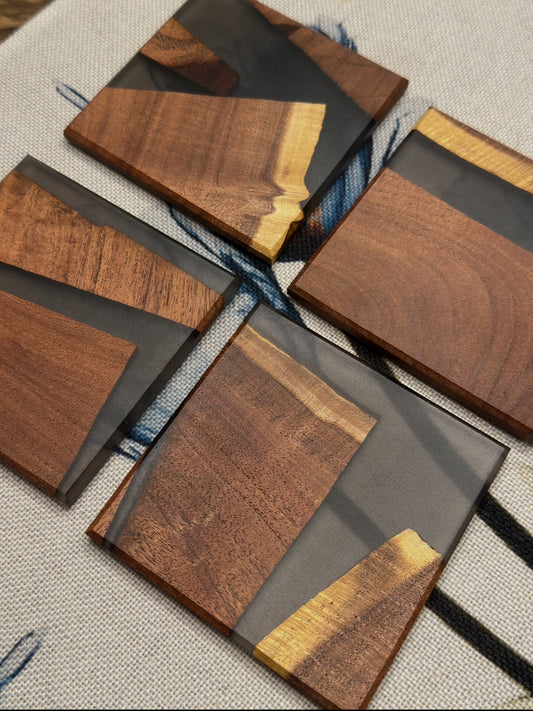 Mesquite and epoxy coasters