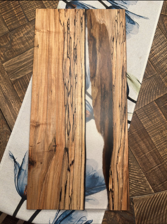 Spalted Maple Charcuterie Board with frosted look, clear epoxy
