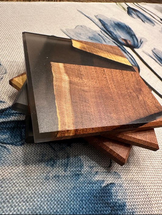 Mesquite and epoxy coasters
